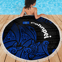 Pohnpei Federated States Of Micronesia Beach Blanket Polynesian Tribal Heritage Art With Blue Island Tattoo Patterns TS04 - Polynesian Pride