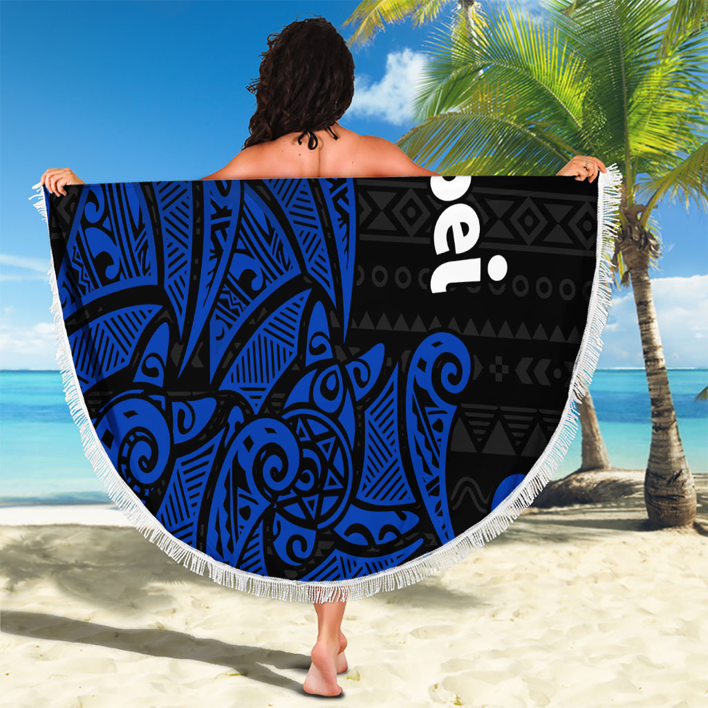 Pohnpei Federated States Of Micronesia Beach Blanket Polynesian Tribal Heritage Art With Blue Island Tattoo Patterns TS04 - Polynesian Pride