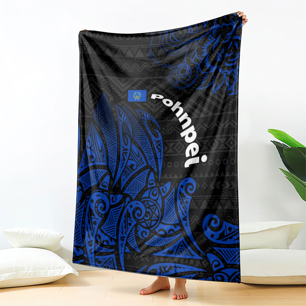 Pohnpei Federated States Of Micronesia Blanket Polynesian Tribal Heritage Art With Blue Island Tattoo Patterns TS04 - Polynesian Pride
