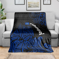 Pohnpei Federated States Of Micronesia Blanket Polynesian Tribal Heritage Art With Blue Island Tattoo Patterns TS04 - Polynesian Pride