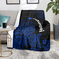 Pohnpei Federated States Of Micronesia Blanket Polynesian Tribal Heritage Art With Blue Island Tattoo Patterns TS04 - Polynesian Pride