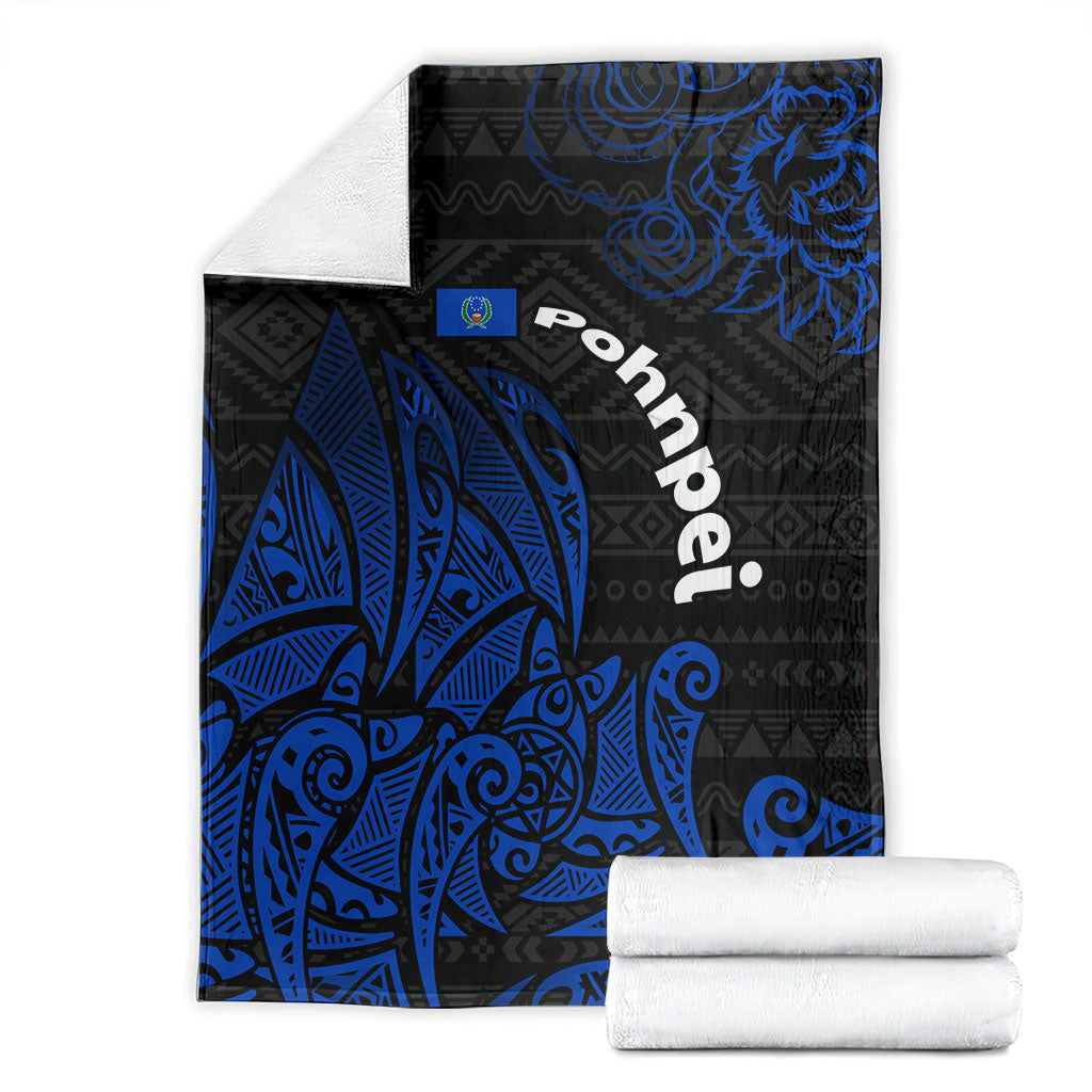 Pohnpei Federated States Of Micronesia Blanket Polynesian Tribal Heritage Art With Blue Island Tattoo Patterns TS04 - Polynesian Pride