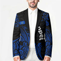 Pohnpei Federated States Of Micronesia Blazer Polynesian Tribal Heritage Art With Blue Island Tattoo Patterns TS04 - Polynesian Pride