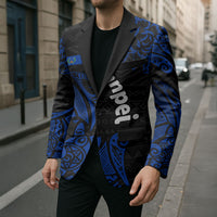 Pohnpei Federated States Of Micronesia Blazer Polynesian Tribal Heritage Art With Blue Island Tattoo Patterns TS04 - Polynesian Pride