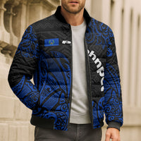 Pohnpei Federated States Of Micronesia Bomber Puffer Jacket Polynesian Tribal Heritage Art With Blue Island Tattoo Patterns TS04 - Polynesian Pride