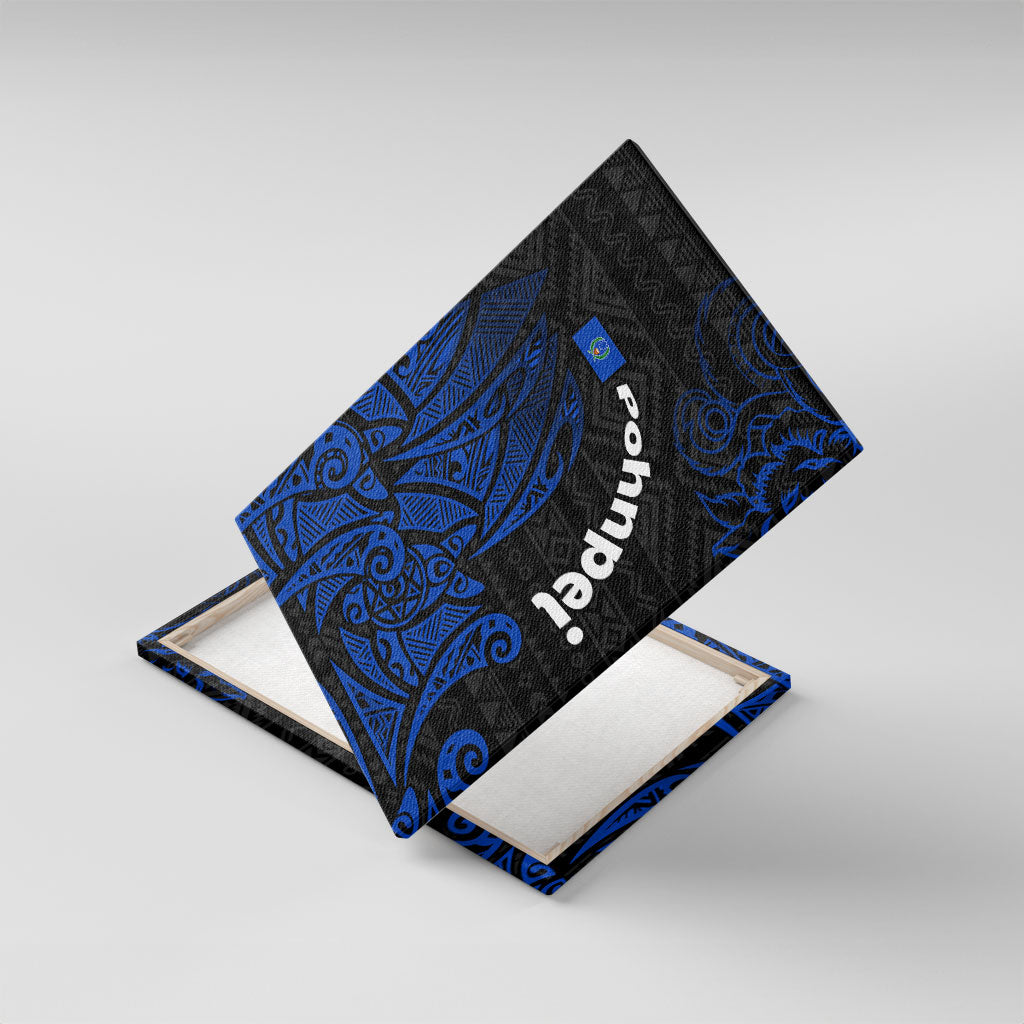 Pohnpei Federated States Of Micronesia Canvas Wall Art Polynesian Tribal Heritage Art With Blue Island Tattoo Patterns