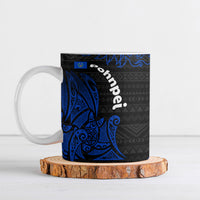 Pohnpei Federated States Of Micronesia Ceramic Mug Polynesian Tribal Heritage Art With Blue Island Tattoo Patterns TS04 Black Blue - Polynesian Pride
