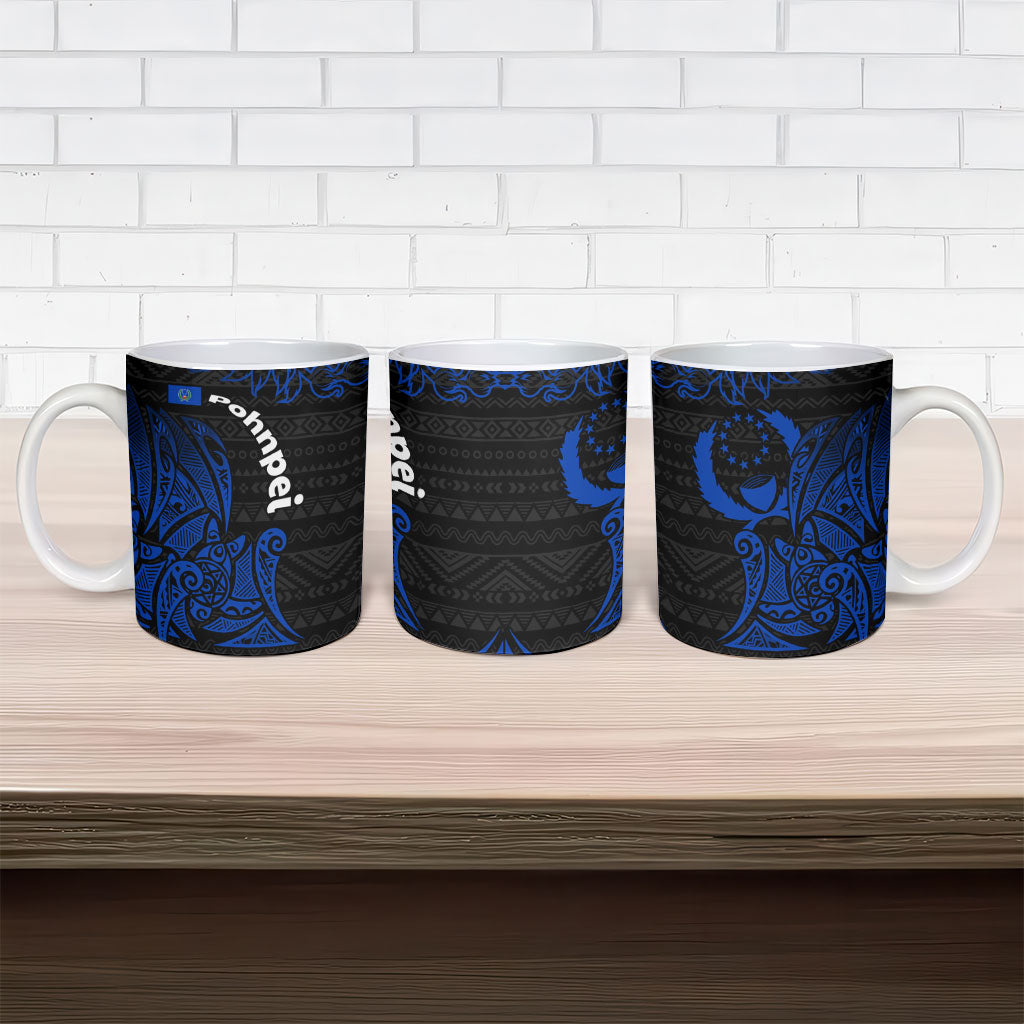 Pohnpei Federated States Of Micronesia Ceramic Mug Polynesian Tribal Heritage Art With Blue Island Tattoo Patterns TS04 - Polynesian Pride