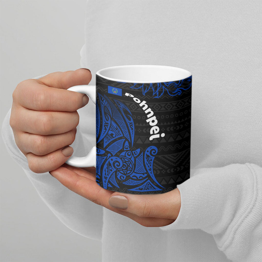 Pohnpei Federated States Of Micronesia Ceramic Mug Polynesian Tribal Heritage Art With Blue Island Tattoo Patterns TS04 - Polynesian Pride