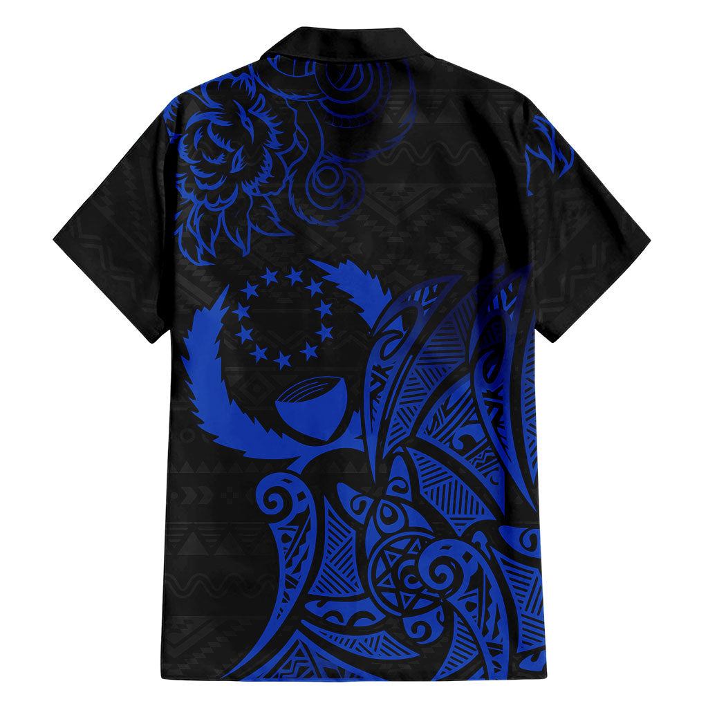 Pohnpei Federated States Of Micronesia Family Matching Off Shoulder Maxi Dress and Hawaiian Shirt Polynesian Tribal Heritage Art With Blue Island Tattoo Patterns TS04 - Polynesian Pride