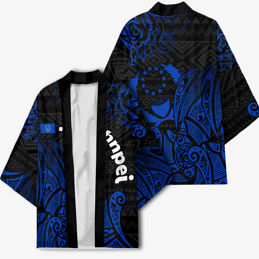 Pohnpei Federated States Of Micronesia Kimono Polynesian Tribal Heritage Art With Blue Island Tattoo Patterns TS04 - Polynesian Pride