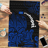 Pohnpei Federated States Of Micronesia Puzzle Polynesian Tribal Heritage Art With Blue Island Tattoo Patterns TS04 Black Blue - Polynesian Pride