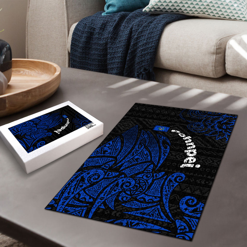 Pohnpei Federated States Of Micronesia Puzzle Polynesian Tribal Heritage Art With Blue Island Tattoo Patterns TS04 - Polynesian Pride