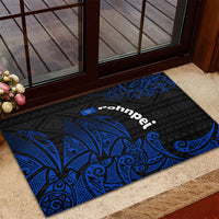 Pohnpei Federated States Of Micronesia Rubber Doormat Polynesian Tribal Heritage Art With Blue Island Tattoo Patterns
