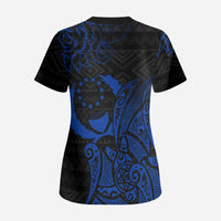 Pohnpei Federated States Of Micronesia Scrub Top Polynesian Tribal Heritage Art With Blue Island Tattoo Patterns TS04 - Polynesian Pride
