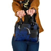 Pohnpei Federated States Of Micronesia Shoulder Handbag Polynesian Tribal Heritage Art With Blue Island Tattoo Patterns