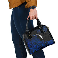 Pohnpei Federated States Of Micronesia Shoulder Handbag Polynesian Tribal Heritage Art With Blue Island Tattoo Patterns