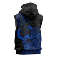 Pohnpei Federated States Of Micronesia Sleeveless Hoodie Polynesian Tribal Heritage Art With Blue Island Tattoo Patterns