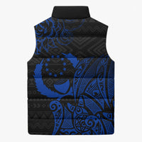Pohnpei Federated States Of Micronesia Sleeveless Puffer Jacket Polynesian Tribal Heritage Art With Blue Island Tattoo Patterns