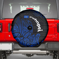 Pohnpei Federated States Of Micronesia Spare Tire Cover Polynesian Tribal Heritage Art With Blue Island Tattoo Patterns