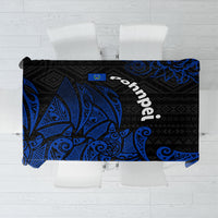 Pohnpei Federated States Of Micronesia Tablecloth Polynesian Tribal Heritage Art With Blue Island Tattoo Patterns TS04 Black Blue - Polynesian Pride