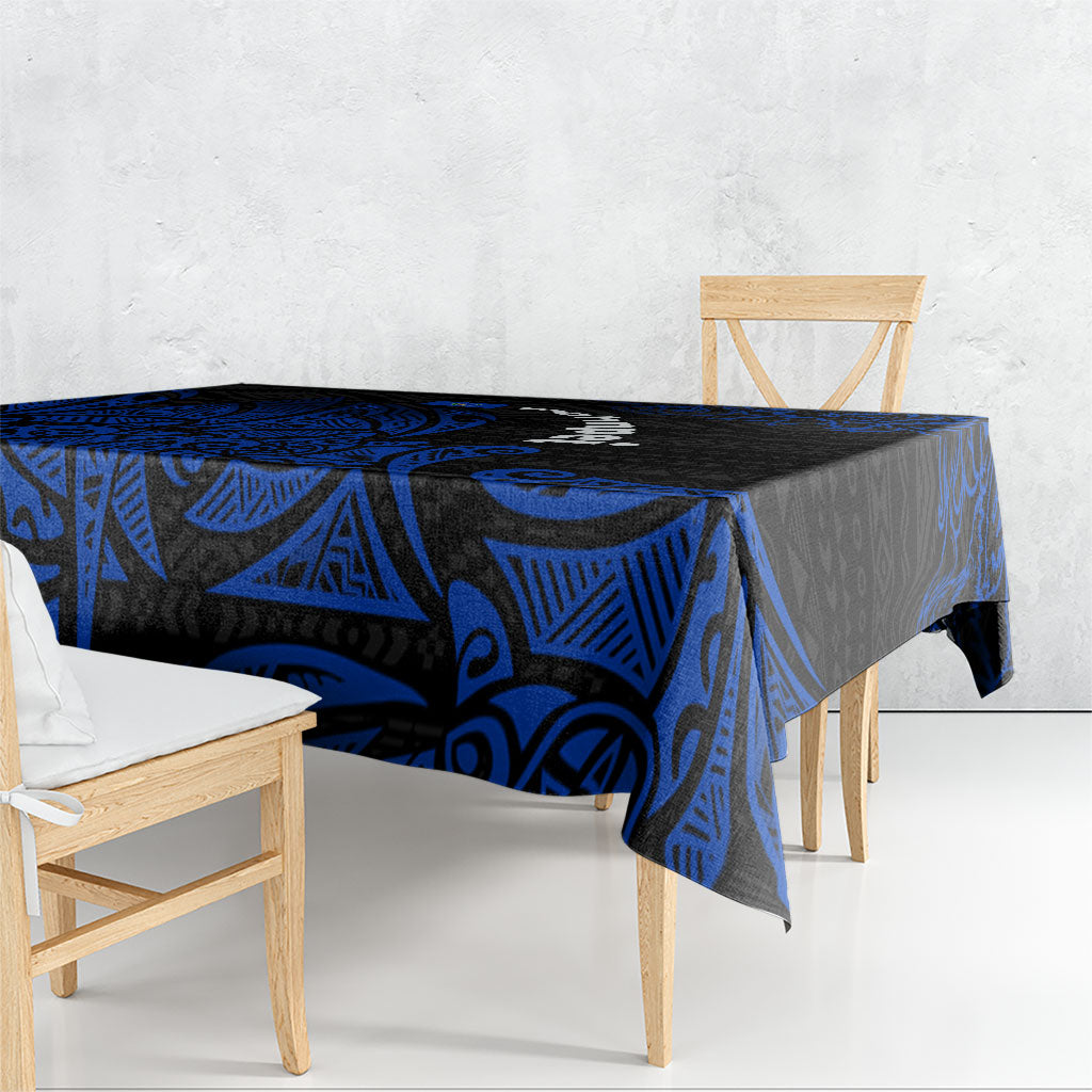 Pohnpei Federated States Of Micronesia Tablecloth Polynesian Tribal Heritage Art With Blue Island Tattoo Patterns TS04 - Polynesian Pride