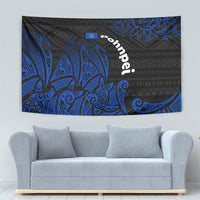 Pohnpei Federated States Of Micronesia Tapestry Polynesian Tribal Heritage Art With Blue Island Tattoo Patterns TS04 - Polynesian Pride