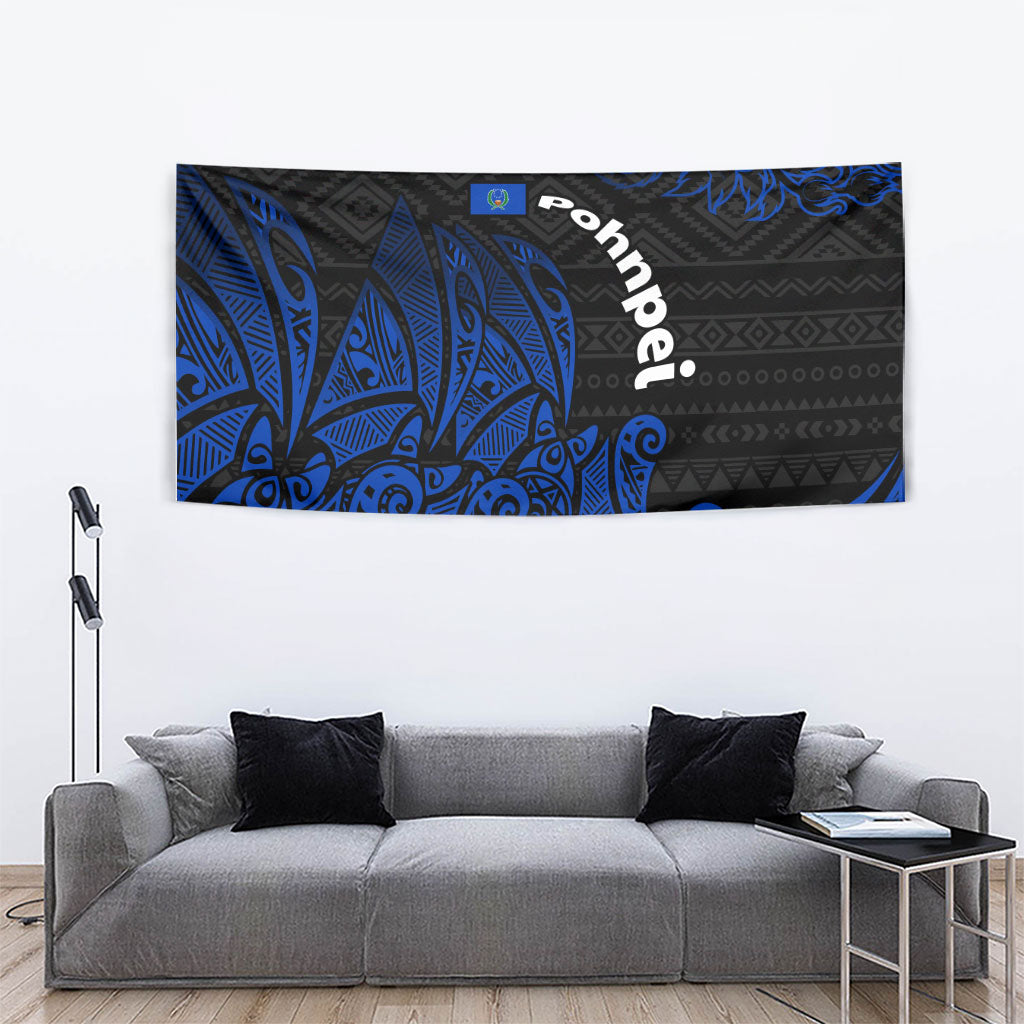 Pohnpei Federated States Of Micronesia Tapestry Polynesian Tribal Heritage Art With Blue Island Tattoo Patterns TS04 - Polynesian Pride