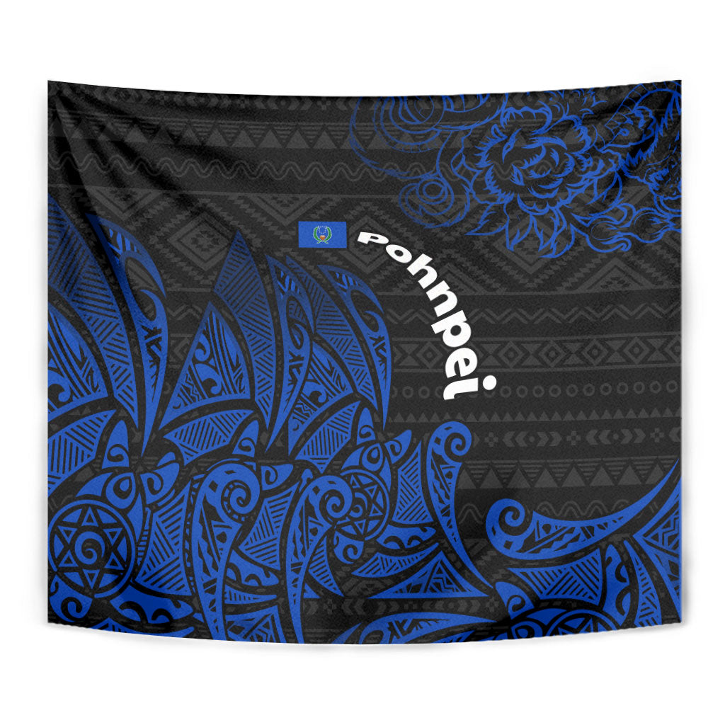 Pohnpei Federated States Of Micronesia Tapestry Polynesian Tribal Heritage Art With Blue Island Tattoo Patterns TS04 - Polynesian Pride