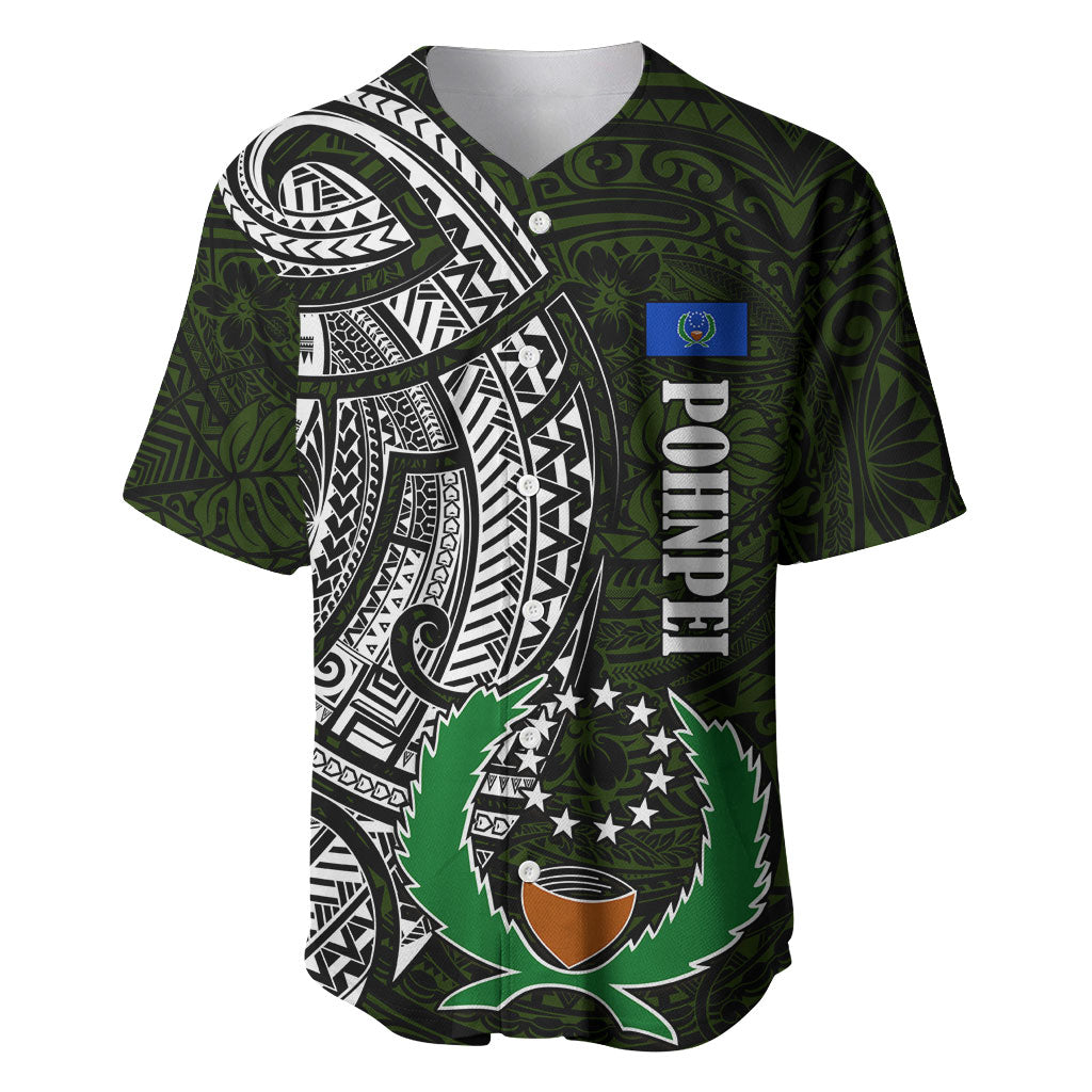 Pohnpei Federated States Of Micronesia Baseball Jersey Polynesian Tribal Heritage Art With Kaselehlie State Seal