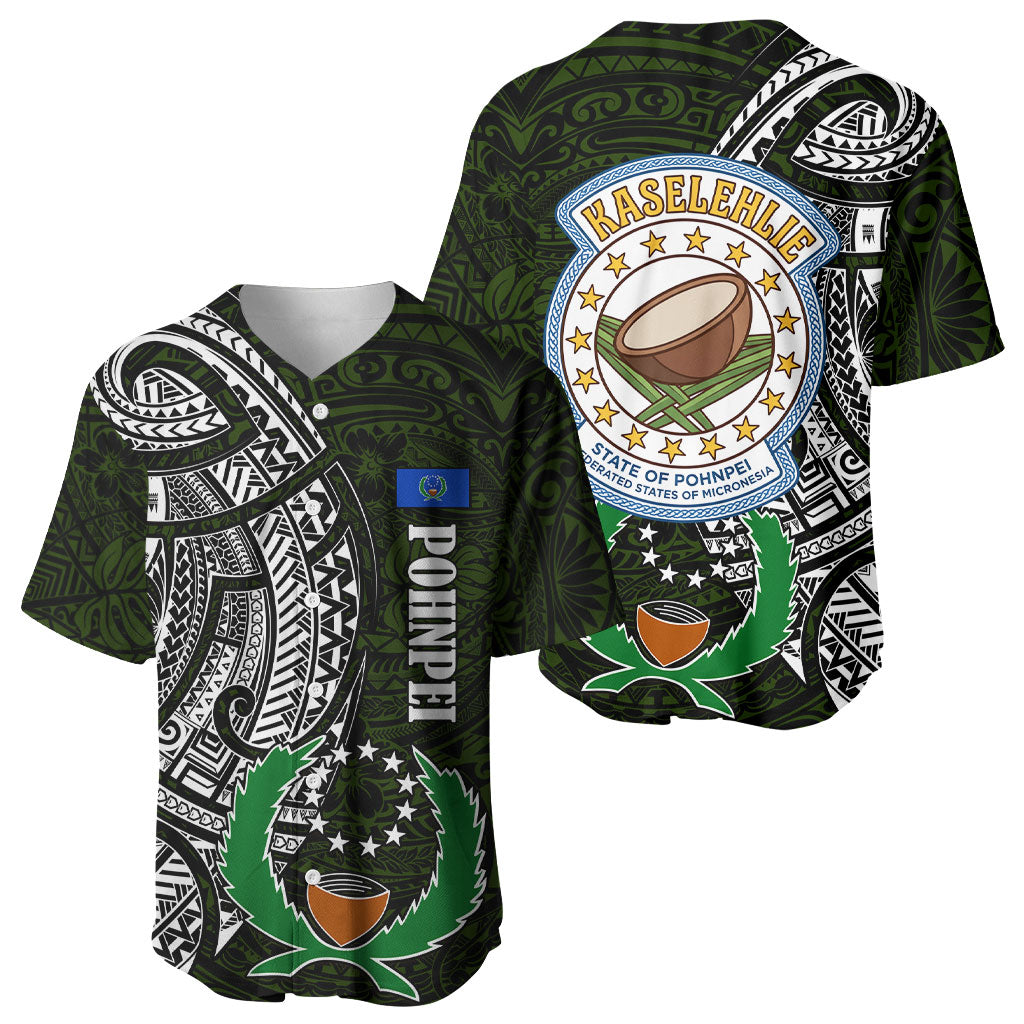 Pohnpei Federated States Of Micronesia Baseball Jersey Polynesian Tribal Heritage Art With Kaselehlie State Seal