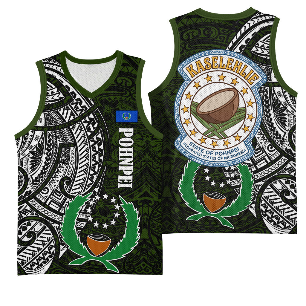 Pohnpei Federated States Of Micronesia Basketball Jersey Polynesian Tribal Heritage Art With Kaselehlie State Seal
