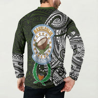 Pohnpei Federated States Of Micronesia Button Sweatshirt Polynesian Tribal Heritage Art With Kaselehlie State Seal