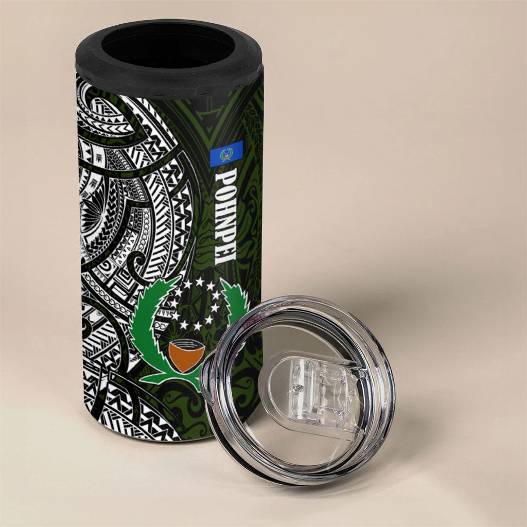 Pohnpei Federated States Of Micronesia 4 in 1 Can Cooler Tumbler Polynesian Tribal Heritage Art With Kaselehlie State Seal TS04 - Polynesian Pride