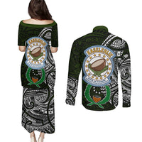 Pohnpei Federated States Of Micronesia Couples Matching Puletasi and Long Sleeve Button Shirt Polynesian Tribal Heritage Art With Kaselehlie State Seal TS04 - Polynesian Pride