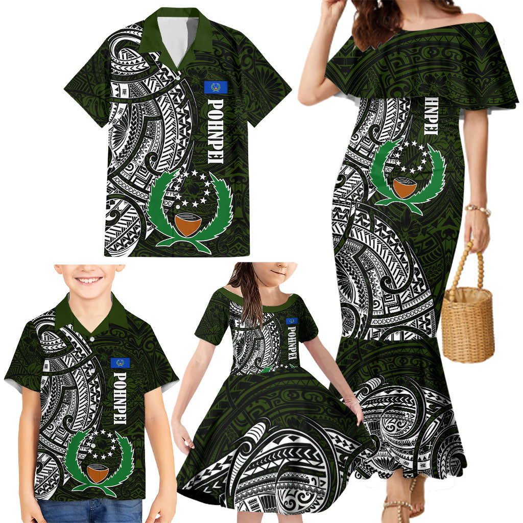 Pohnpei Federated States Of Micronesia Family Matching Mermaid Dress and Hawaiian Shirt Polynesian Tribal Heritage Art With Kaselehlie State Seal TS04 - Polynesian Pride