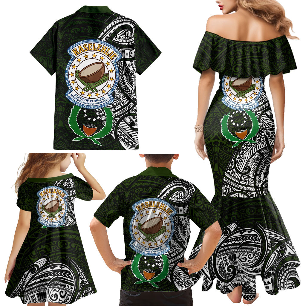 Pohnpei Federated States Of Micronesia Family Matching Mermaid Dress and Hawaiian Shirt Polynesian Tribal Heritage Art With Kaselehlie State Seal TS04 - Polynesian Pride