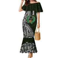 Pohnpei Federated States Of Micronesia Family Matching Mermaid Dress and Hawaiian Shirt Polynesian Tribal Heritage Art With Kaselehlie State Seal TS04 Mom's Dress Green White - Polynesian Pride