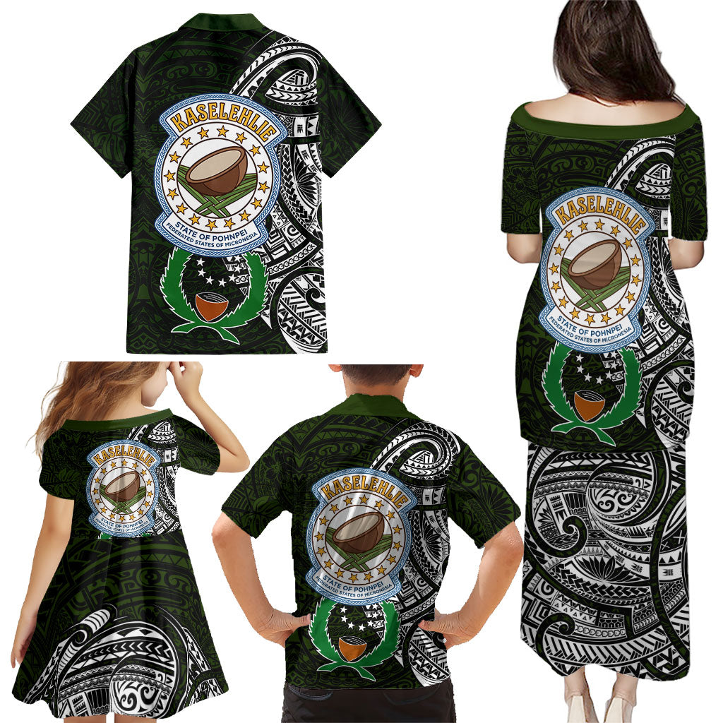 Pohnpei Federated States Of Micronesia Family Matching Puletasi and Hawaiian Shirt Polynesian Tribal Heritage Art With Kaselehlie State Seal TS04 - Polynesian Pride