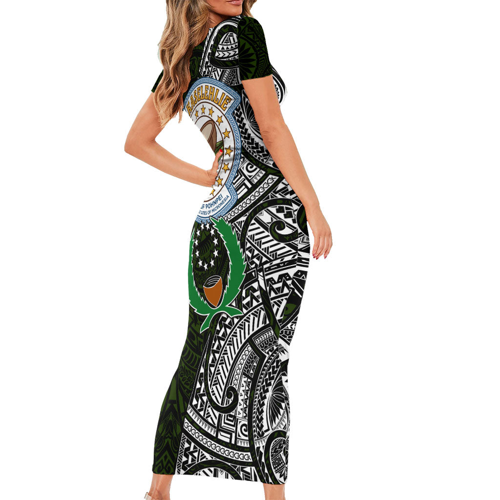 Pohnpei Federated States Of Micronesia Family Matching Short Sleeve Bodycon Dress and Hawaiian Shirt Polynesian Tribal Heritage Art With Kaselehlie State Seal TS04 - Polynesian Pride