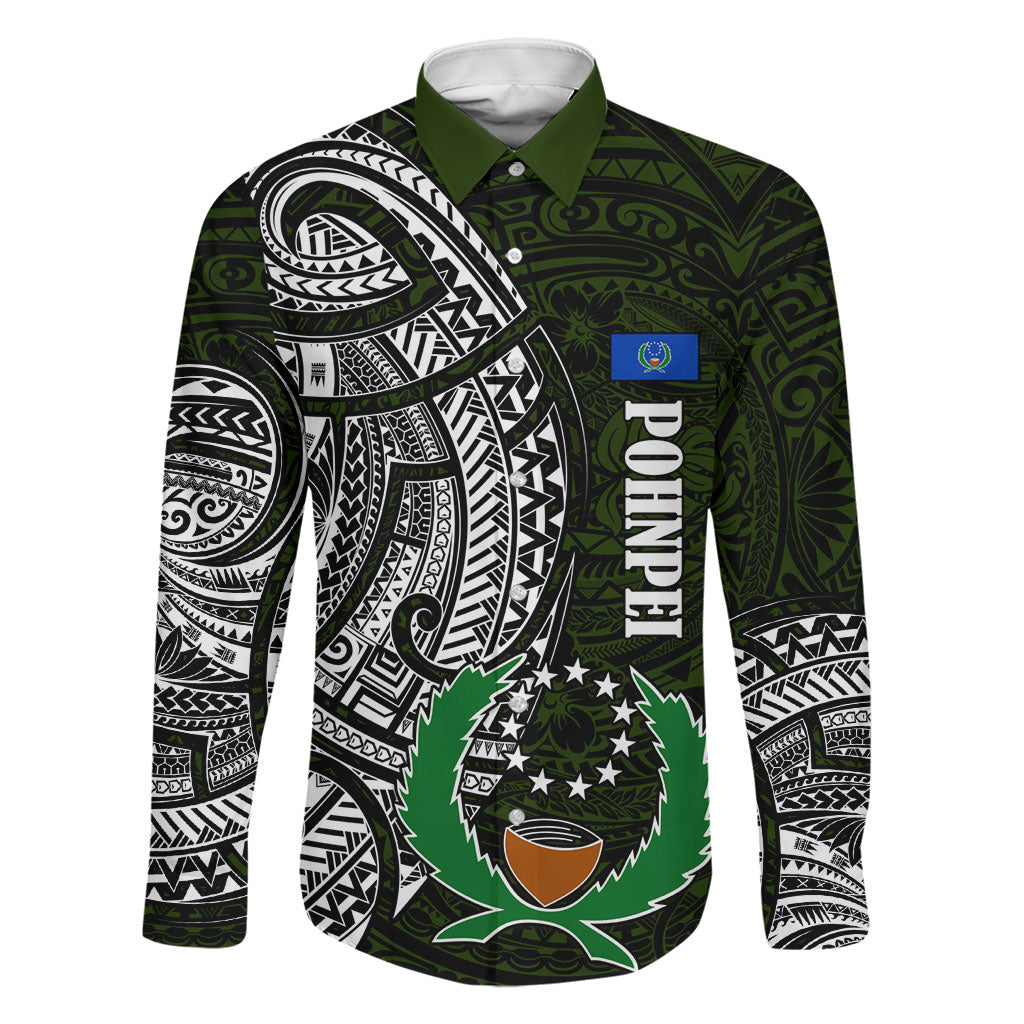 Pohnpei Federated States Of Micronesia Family Matching Summer Maxi Dress and Hawaiian Shirt Polynesian Tribal Heritage Art With Kaselehlie State Seal