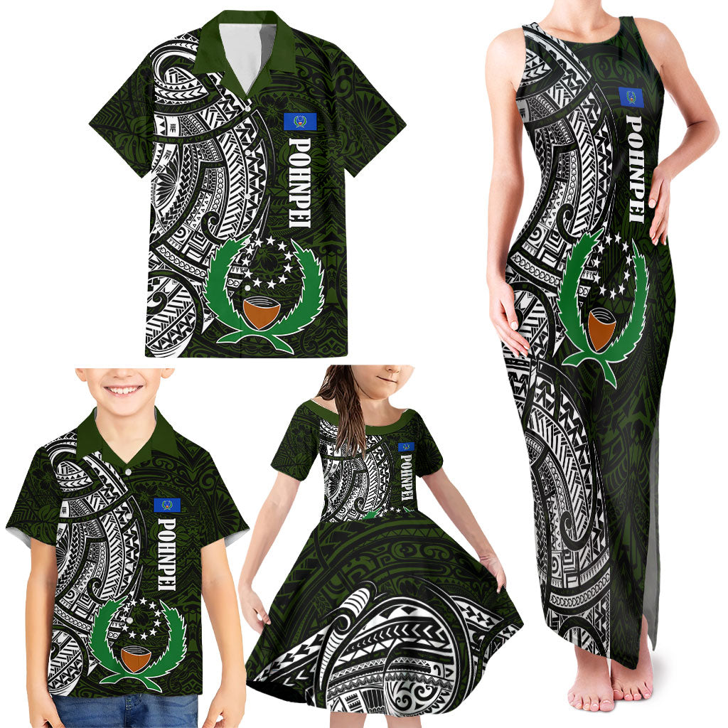 Pohnpei Federated States Of Micronesia Family Matching Tank Maxi Dress and Hawaiian Shirt Polynesian Tribal Heritage Art With Kaselehlie State Seal TS04 - Polynesian Pride
