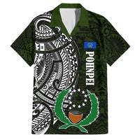 Pohnpei Federated States Of Micronesia Family Matching Tank Maxi Dress and Hawaiian Shirt Polynesian Tribal Heritage Art With Kaselehlie State Seal TS04 Dad's Shirt - Short Sleeve Green White - Polynesian Pride