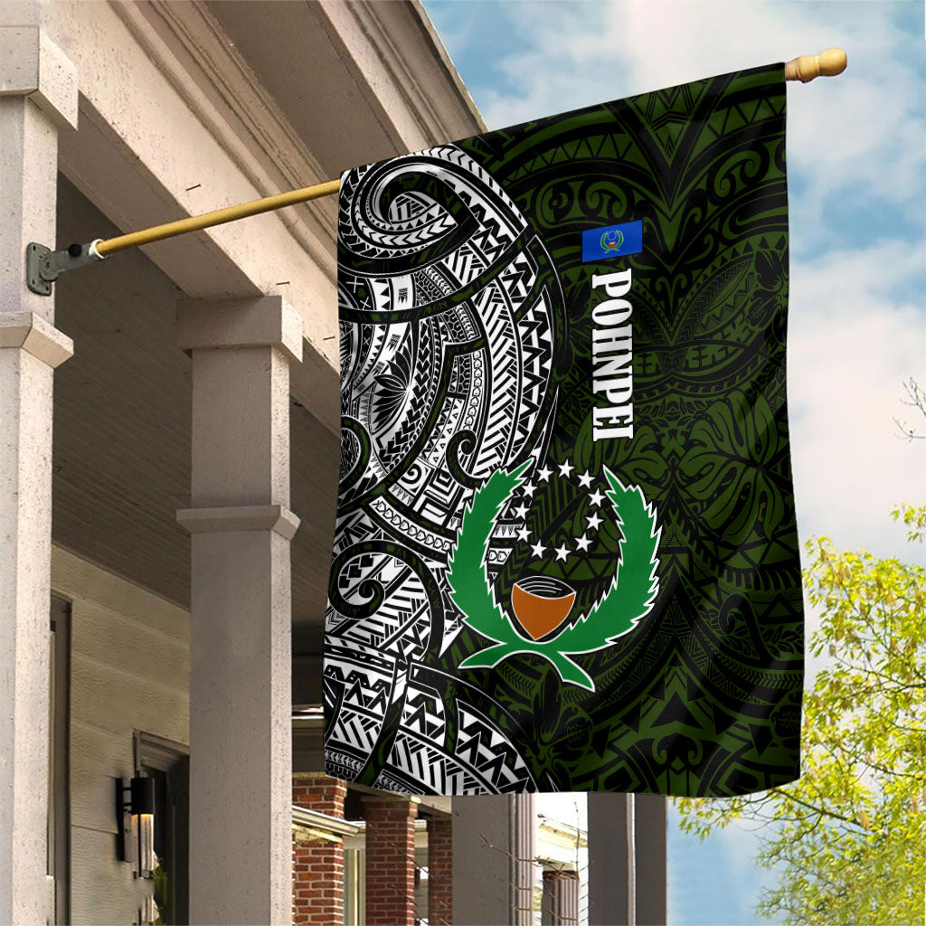 Pohnpei Federated States Of Micronesia Garden Flag Polynesian Tribal Heritage Art With Kaselehlie State Seal TS04 House Flag Green White - Polynesian Pride