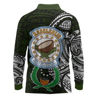 Pohnpei Federated States Of Micronesia Long Sleeve Polo Shirt Polynesian Tribal Heritage Art With Kaselehlie State Seal TS04 - Polynesian Pride
