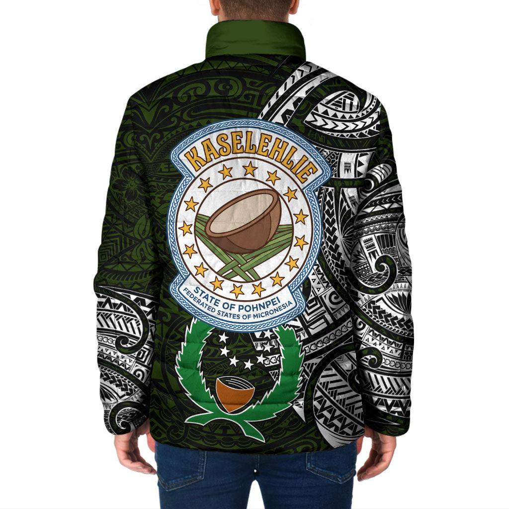Pohnpei Federated States Of Micronesia Padded Jacket Polynesian Tribal Heritage Art With Kaselehlie State Seal