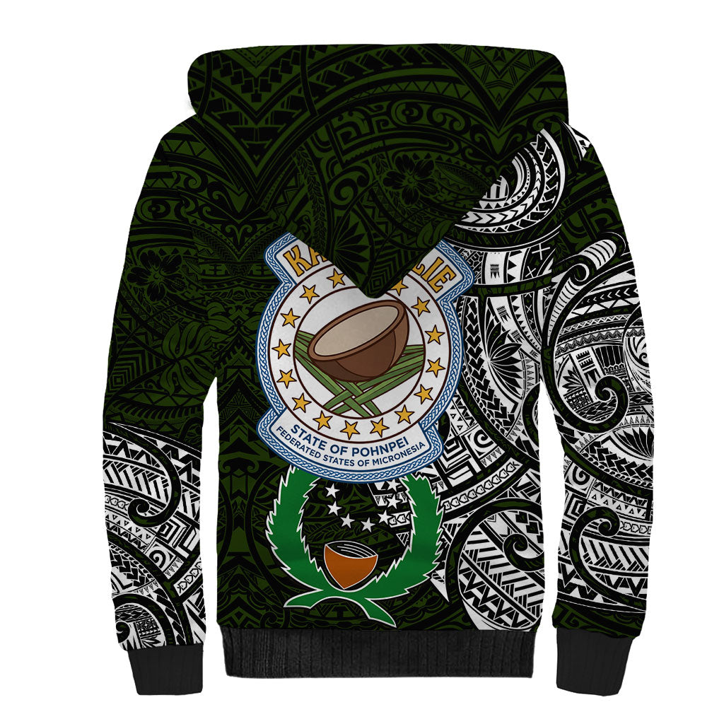 Pohnpei Federated States Of Micronesia Sherpa Hoodie Polynesian Tribal Heritage Art With Kaselehlie State Seal TS04 - Polynesian Pride