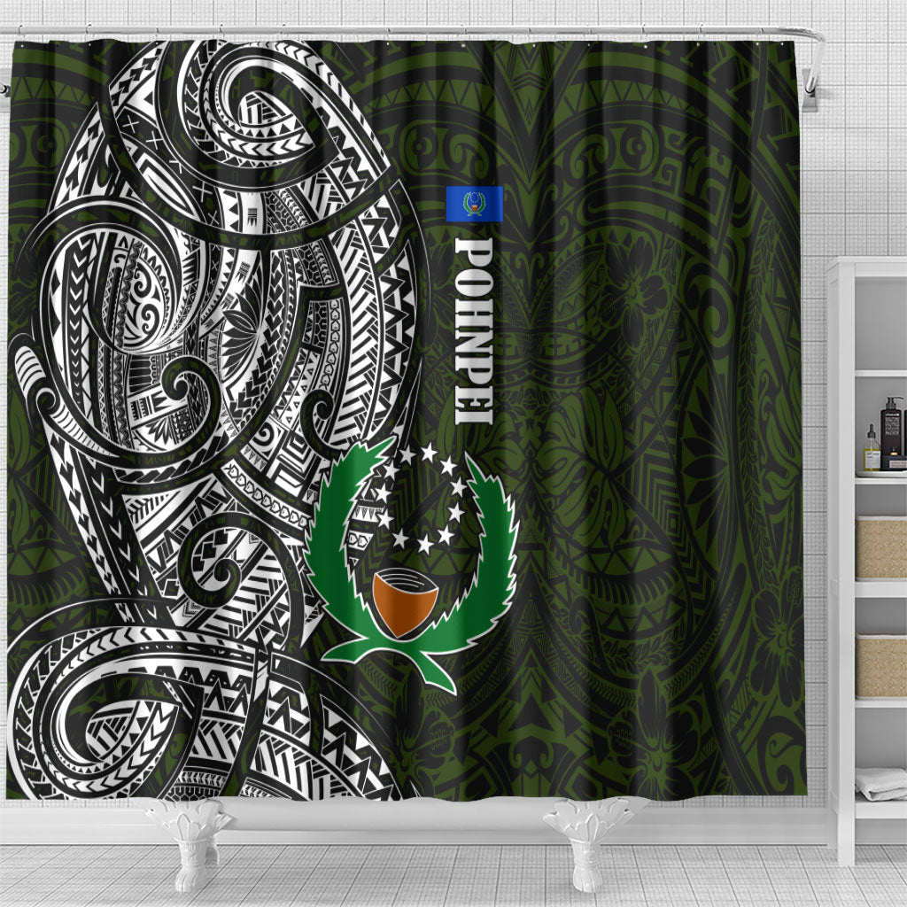 Pohnpei Federated States Of Micronesia Shower Curtain Polynesian Tribal Heritage Art With Kaselehlie State Seal
