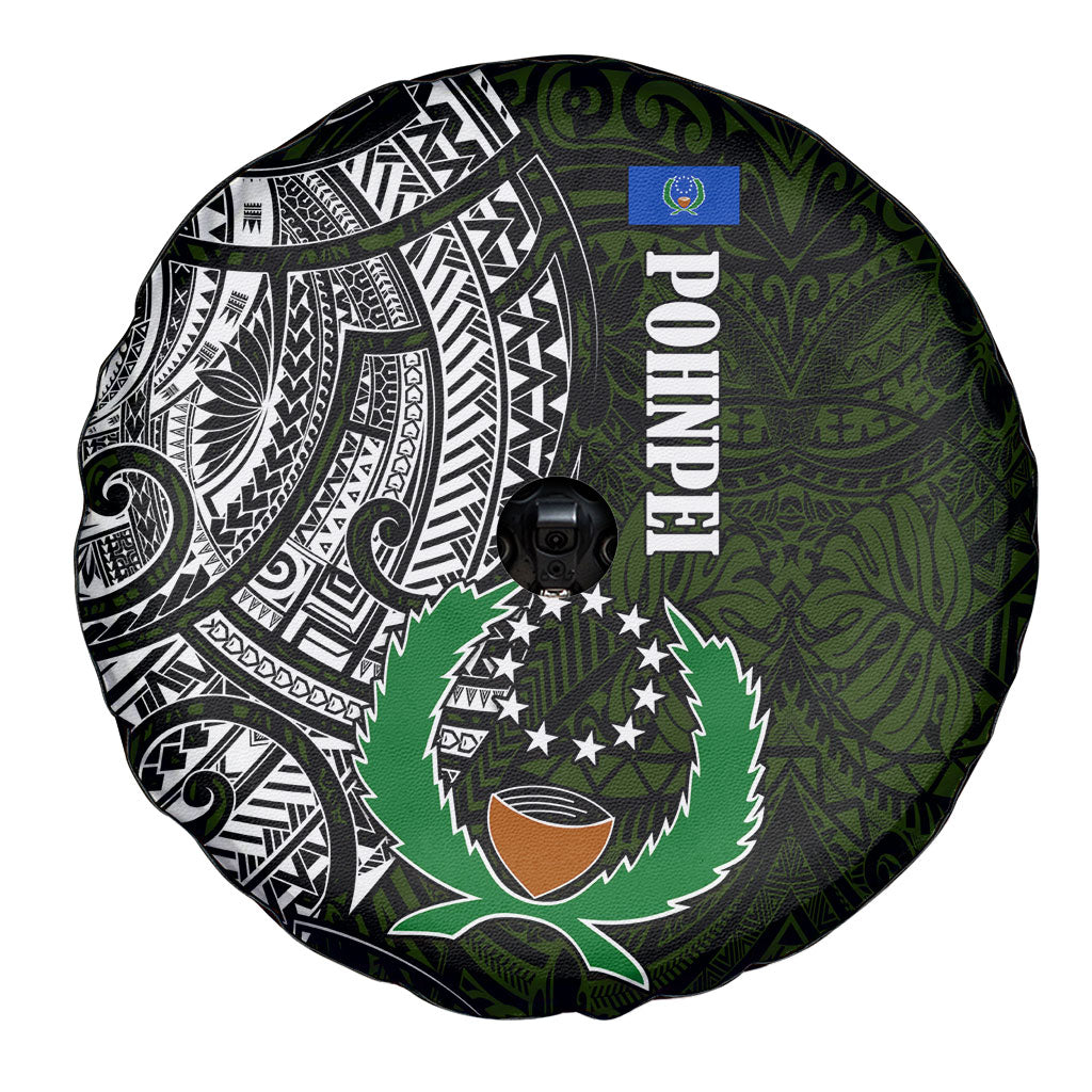 Pohnpei Federated States Of Micronesia Spare Tire Cover Polynesian Tribal Heritage Art With Kaselehlie State Seal