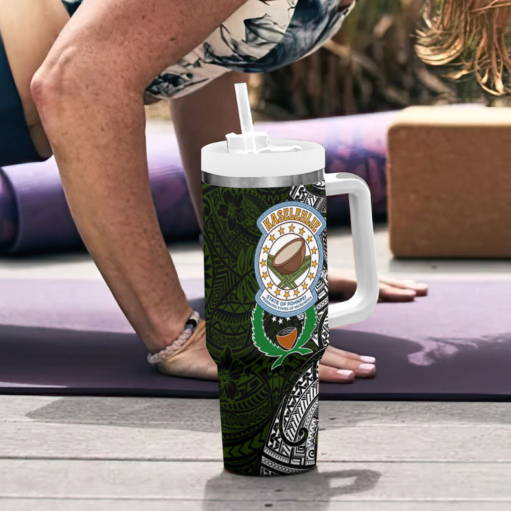 Pohnpei Federated States Of Micronesia Tumbler With Handle Polynesian Tribal Heritage Art With Kaselehlie State Seal